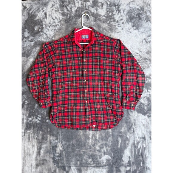 Vintage Pendleton Flannel Long Sleeve Wool Button Up Size Large Red Plaid - Picture 1 of 8